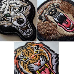 Parche táctico bordado lobo tigre oso con velcro para chaqueta