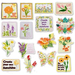 Parches bordados vintage de flores y mariposas para ropa