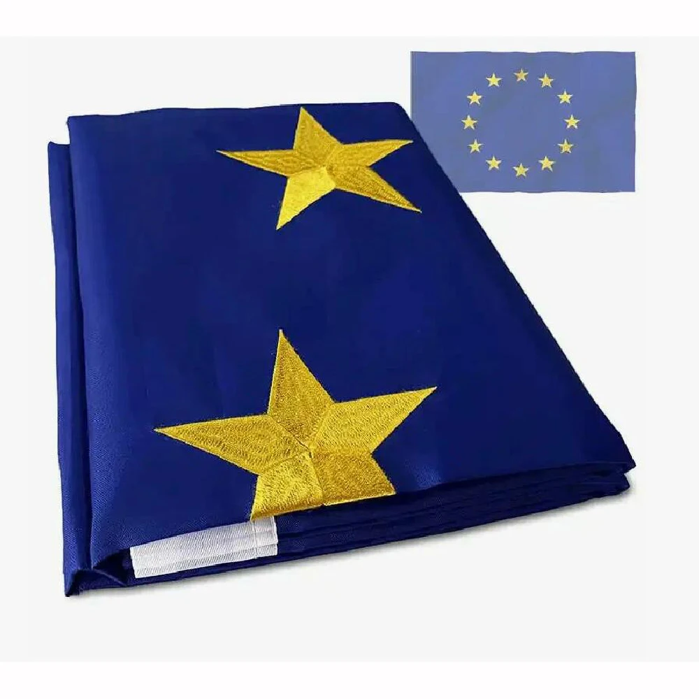 Bandera UE de nailon 210D bordada, resistente y duradera