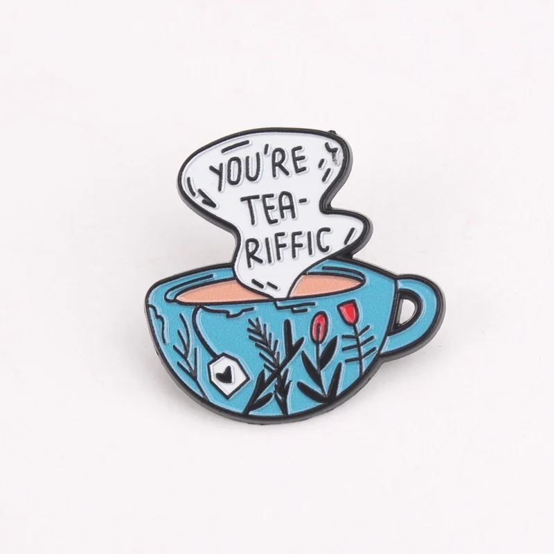 Pin Tea-rrific de té cobalto con flores vaporosas encanto botánico - imagen 3