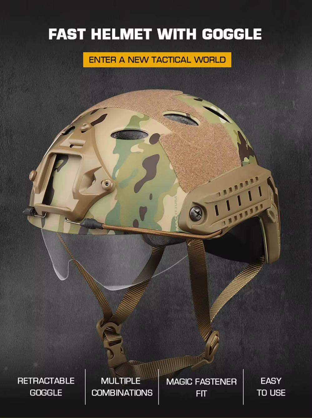 Casco táctico rápido con gafas KOLINLOV