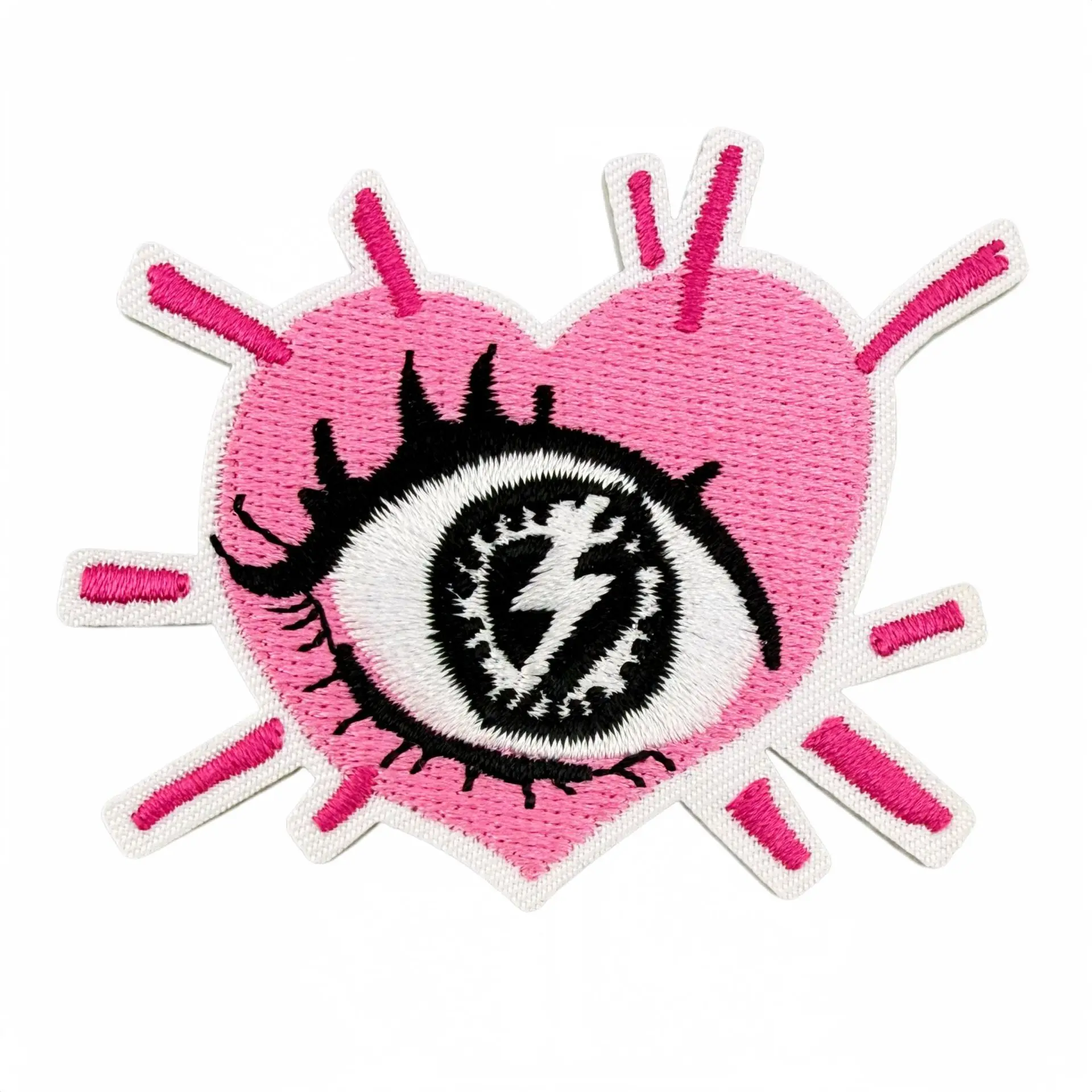 Parche termoadhesivo gótico fucsia calavera y corazón para chaquetas - imagen 3