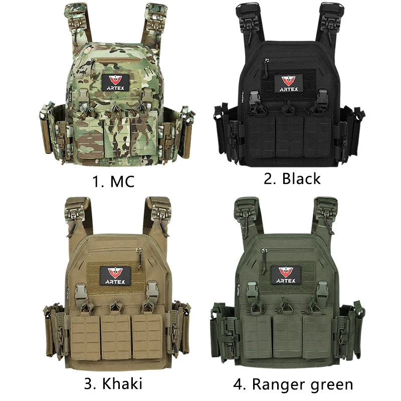 Chaleco táctico portaplacas Ranger verde MOLLE liberación rápida