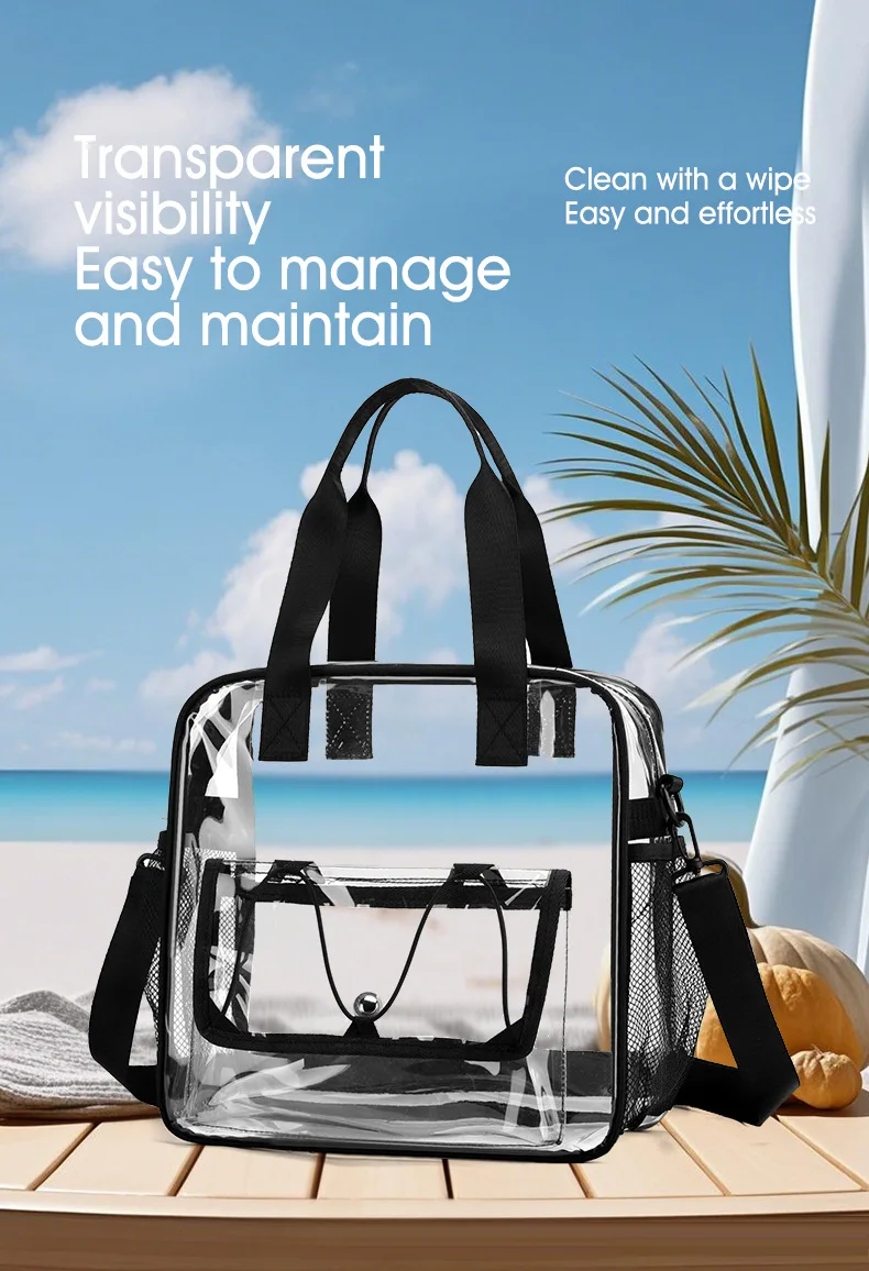 Bandolera táctica PVC transparente en uso para outdoor y senderismo