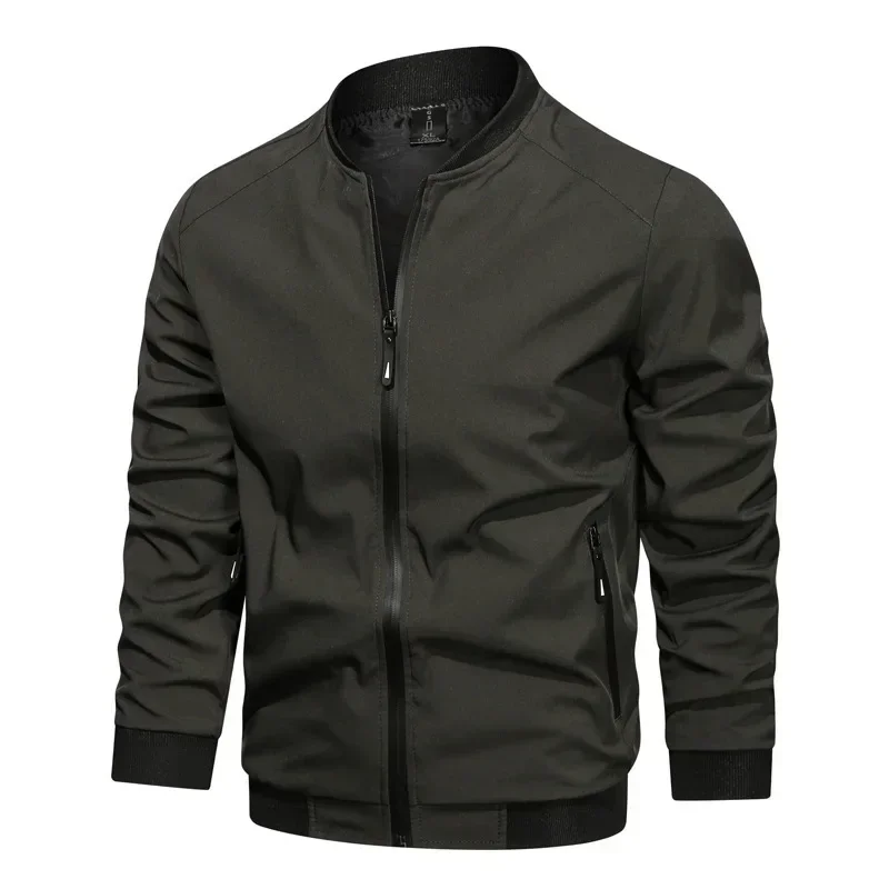 Chaqueta táctica hombre cuello alto ripstop color sólido