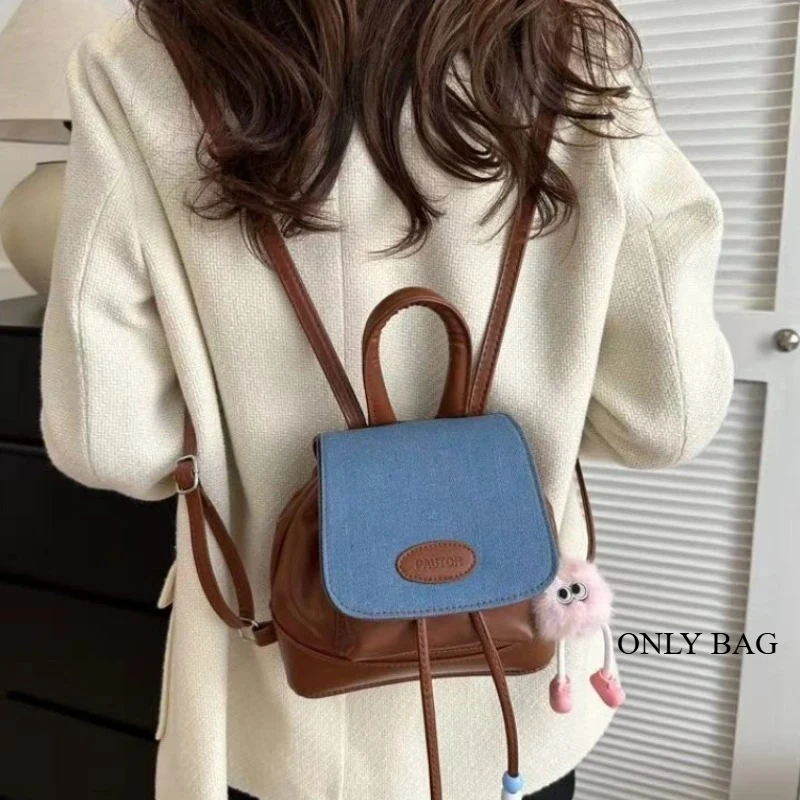 Mochila outdoor mujer retro color sólido casual para viaje entretiempo