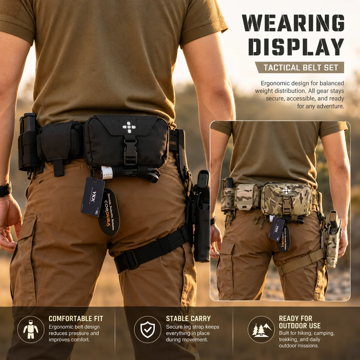 Cinturón táctico MOLLE con funda y correas – Airsoft, caza y outdoor - imagen 3