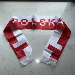 Bufanda de fútbol Polonia satén estampada doble cara con borlas