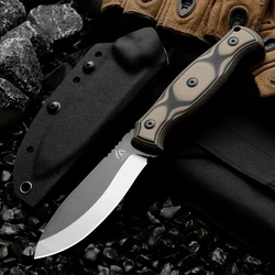 Cuchillo táctico de hoja fija con mango G10 y funda