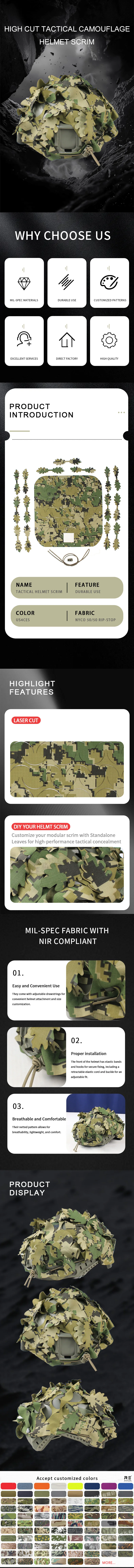 Scrim camuflado 3D para casco táctico