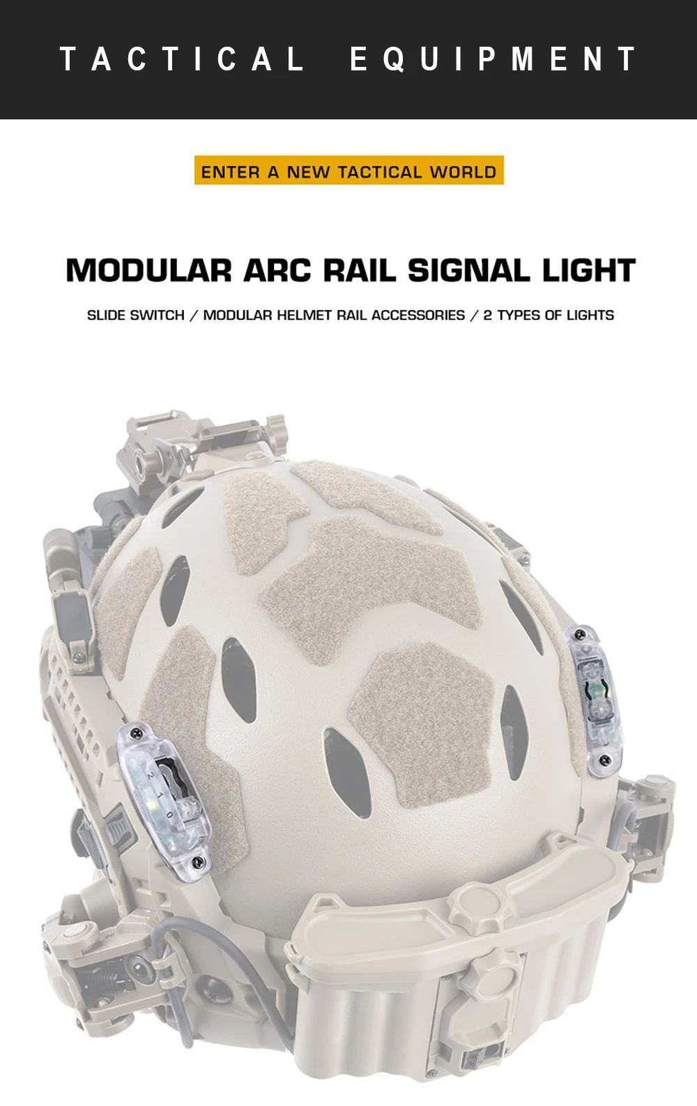 Luces tácticas para casco con señalización ARC Rail