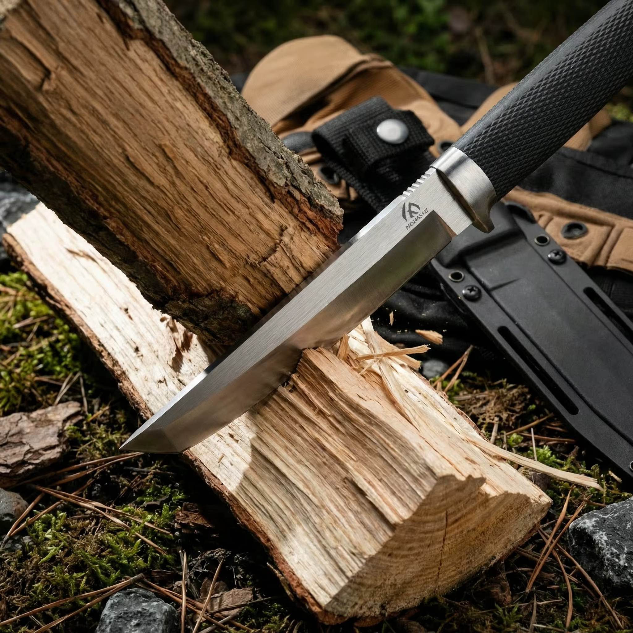 Cuchillo táctico fijo para exteriores con funda ripstop camping