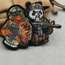 Parche táctico panda-tigre con gancho y bucle para mochila exterior