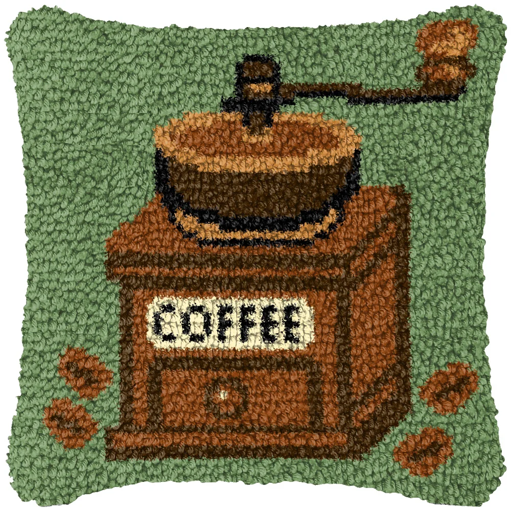 Funda de cojín bordada café con gancho, ideal para sofá - imagen 3