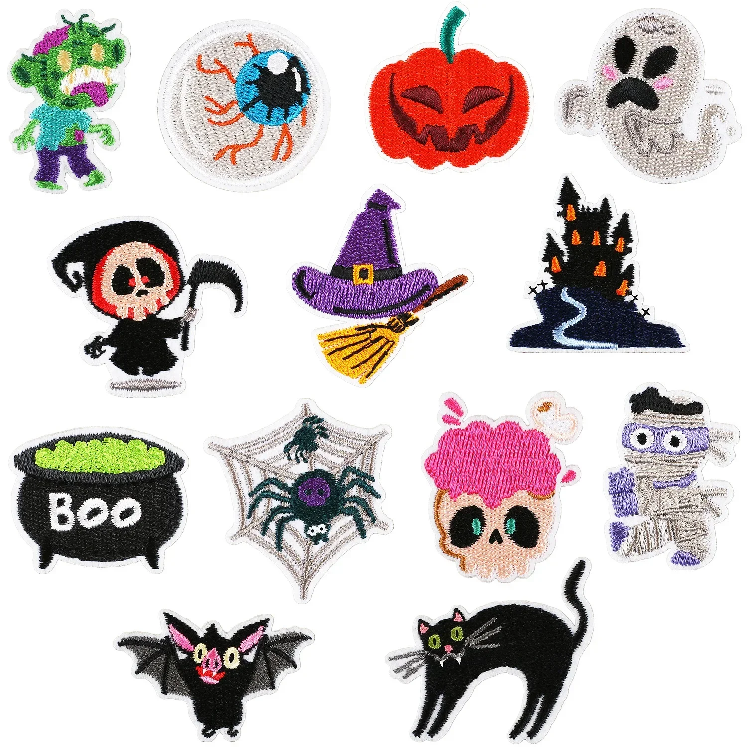 Parche bordado termoadhesivo Halloween calavera fantasma y murciélago - imagen 5