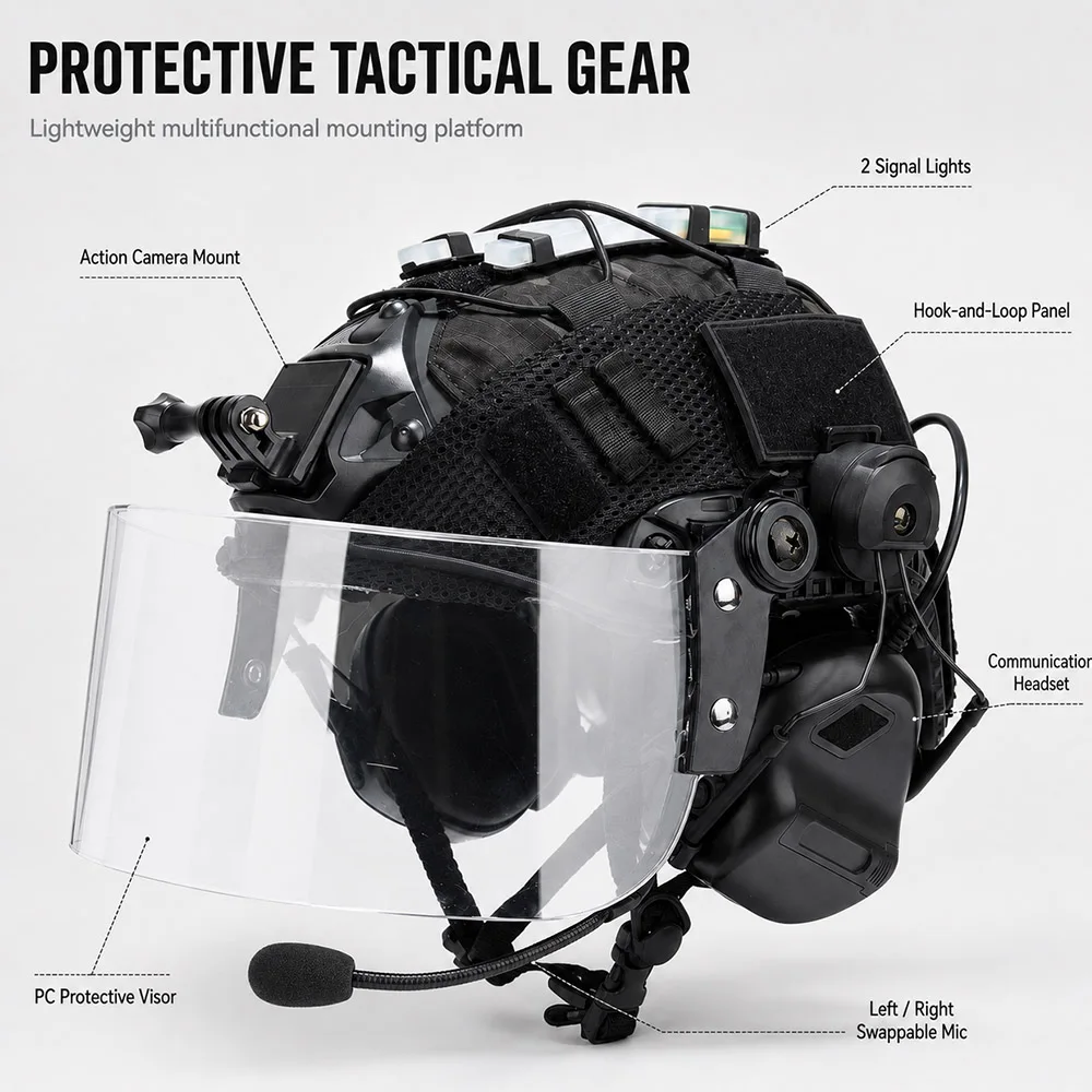 Casco Táctico FAST Airsoft con Visera, Accesorios – Protección Outdoor - imagen 5
