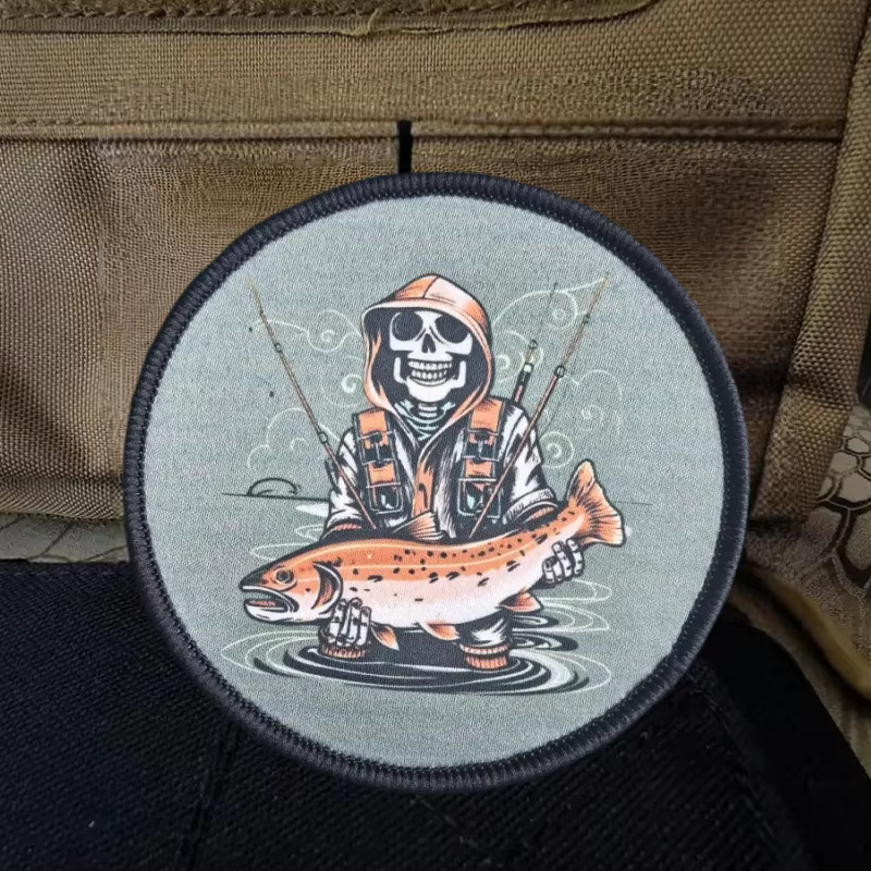 Parche morrón bordado vintage pesca con Velcro – Para mochila o ropa - imagen 4