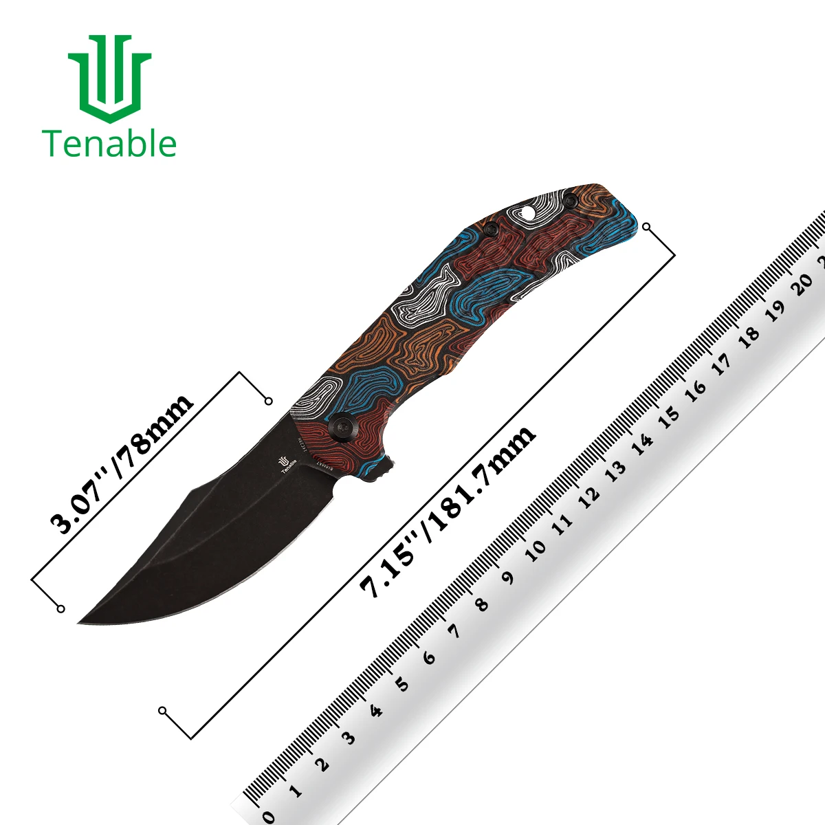 Cuchillo plegable Tenable Orion – campismo EDC con hoja acero 14C28N