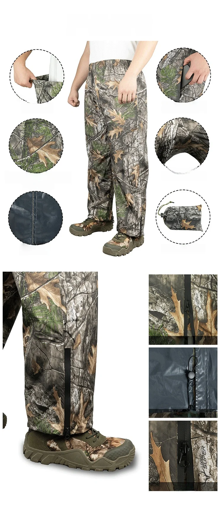 Pantalones impermeables en uso exterior