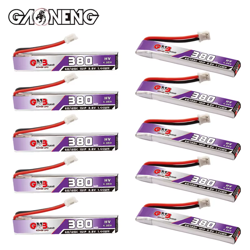 GNB Bateria LiPo 1S 380mAh HV 60C/120C 3,8V FPV para drone RC compacto - imagen 2