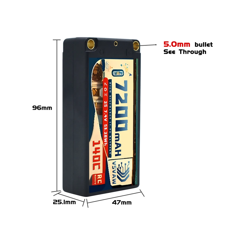 VsVAW Batería LiPo 2S 7200mAh para drone FPV - imagen 3