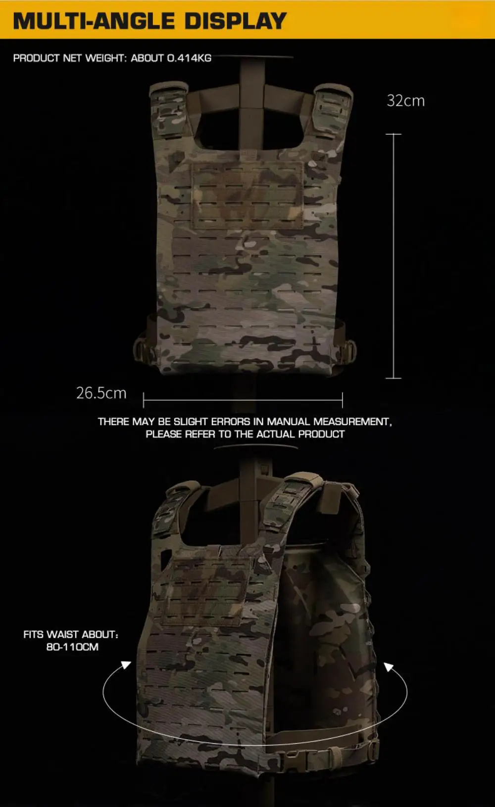 Detalle del sistema MOLLE/PALS para fijar accesorios