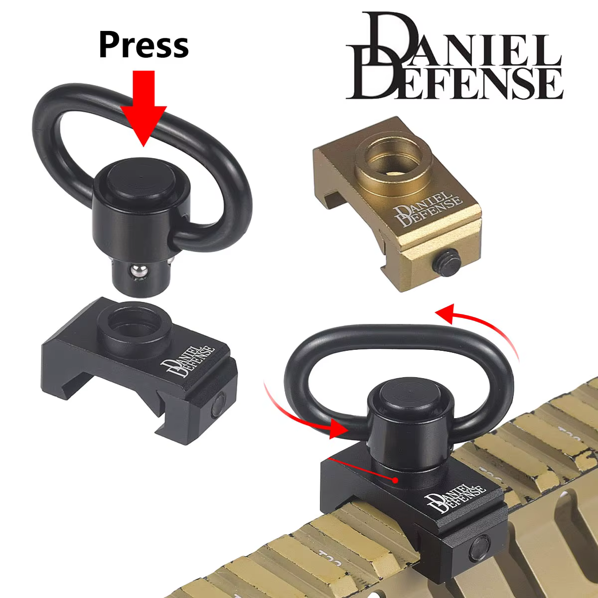 Daniel Defense Punto de fijación giratorio QD riel Picatinny 20mm
