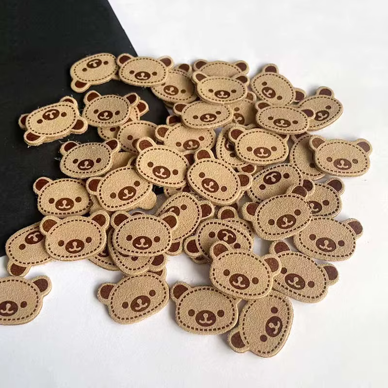 Etiquetas de cuero infantiles oso y conejo para coser parches - imagen 4
