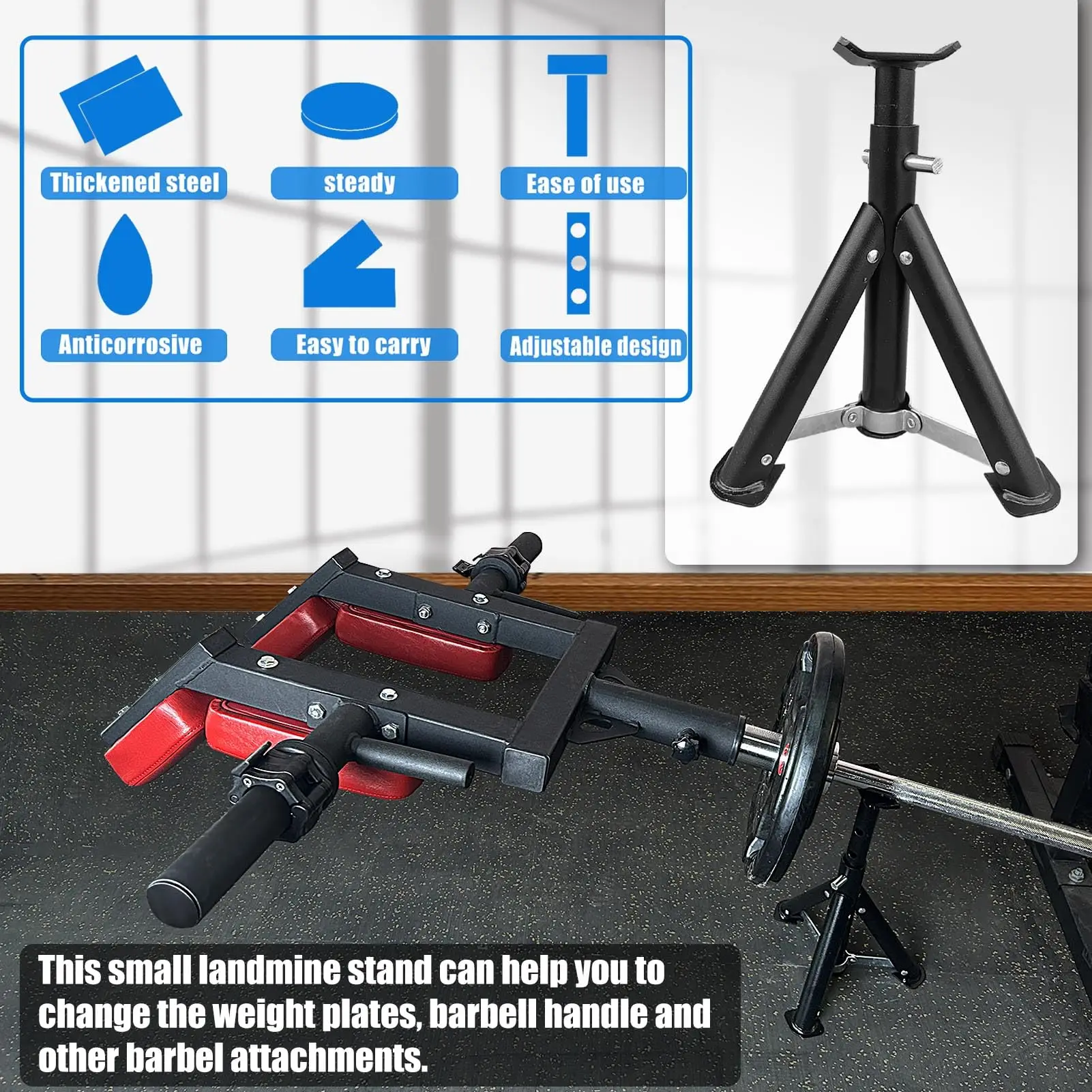 Soporte plegable de barras y mancuernas ajustable portátil - imagen 2