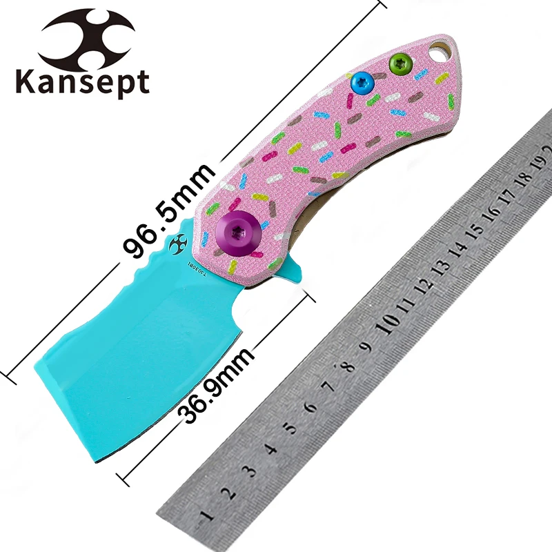 Kansept Korvid cuchillo de bolsillo plegable G10 Donut verde anodizado