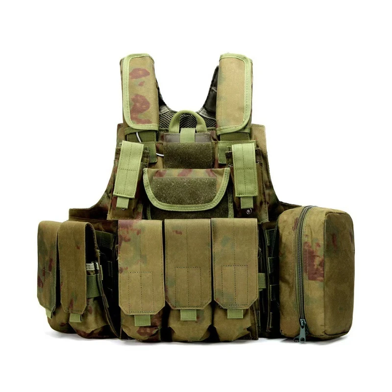 Chaleco táctico MOLLE para airsoft con portacargadores desmontable