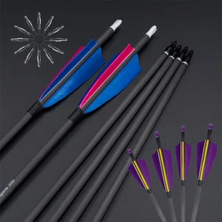 Flechas de carbono para caza con punta reemplazable y pluma pavo