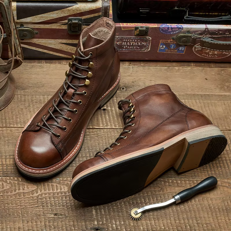 Botas de trekking piel vaca hombre – Suela gruesa outdoor - imagen 2