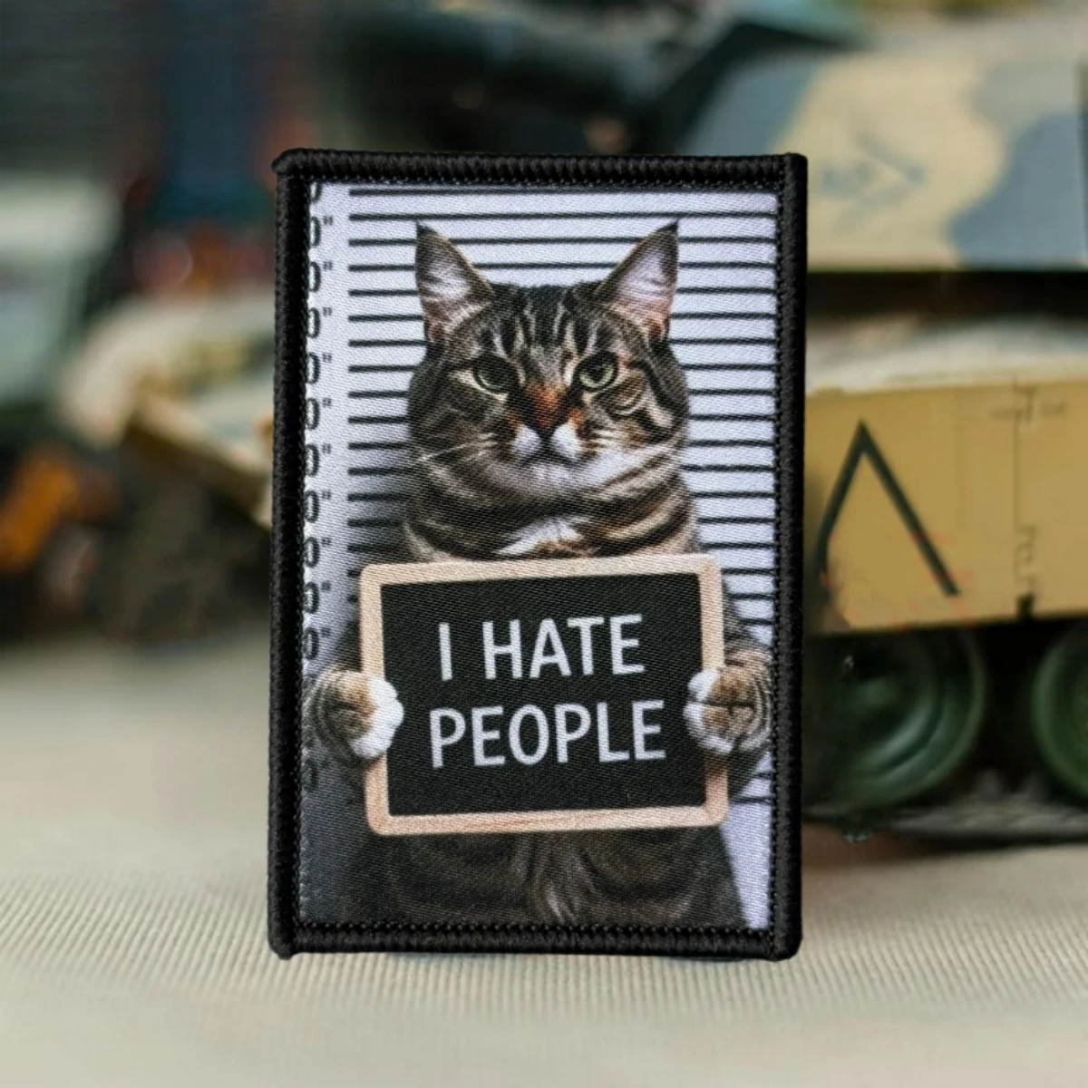 Parche táctico gato 'I Hate People' para mochila con gancho y bucle - imagen 2