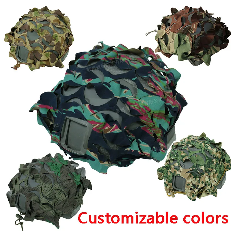Funda casco táctico camuflaje 3D con tiras tipo hojas de árbol - imagen 2