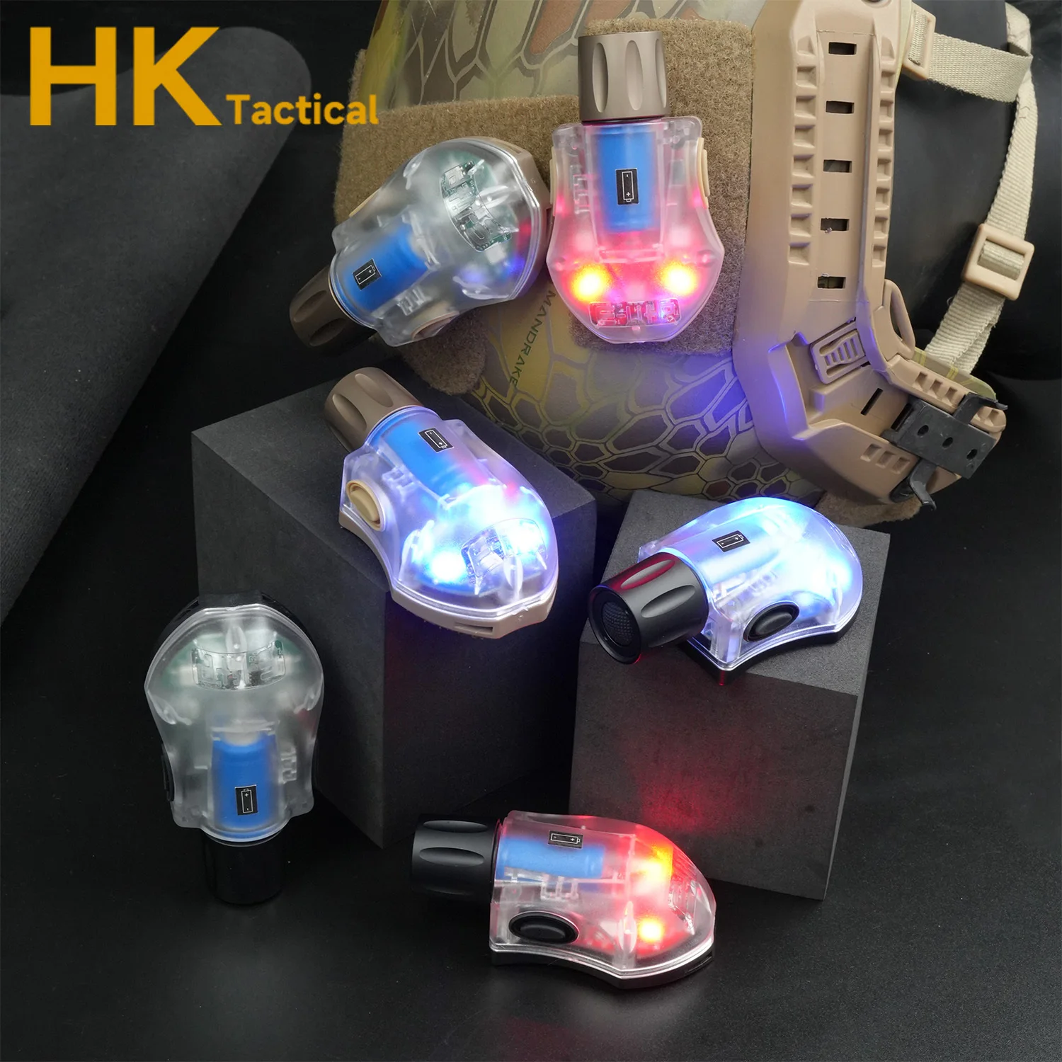 Luz estroboscópica táctica para casco con velcro roja/verde/azul IR