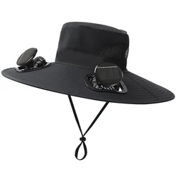 Gorra de pesca ala ancha con protección solar y ventilación