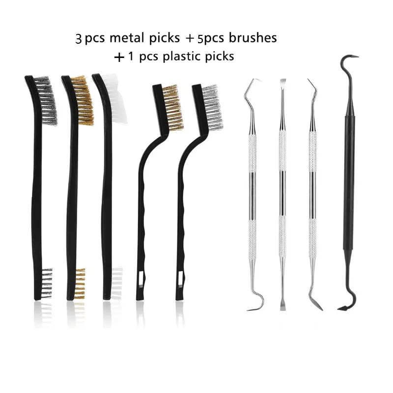 Kit limpieza de armas: cepillos nylon y latón doble extremo