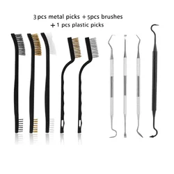 Kit limpieza de armas: cepillos nylon y latón doble extremo