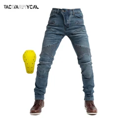 Pantalones de protección moto hombre jeans táctico Azul Negro
