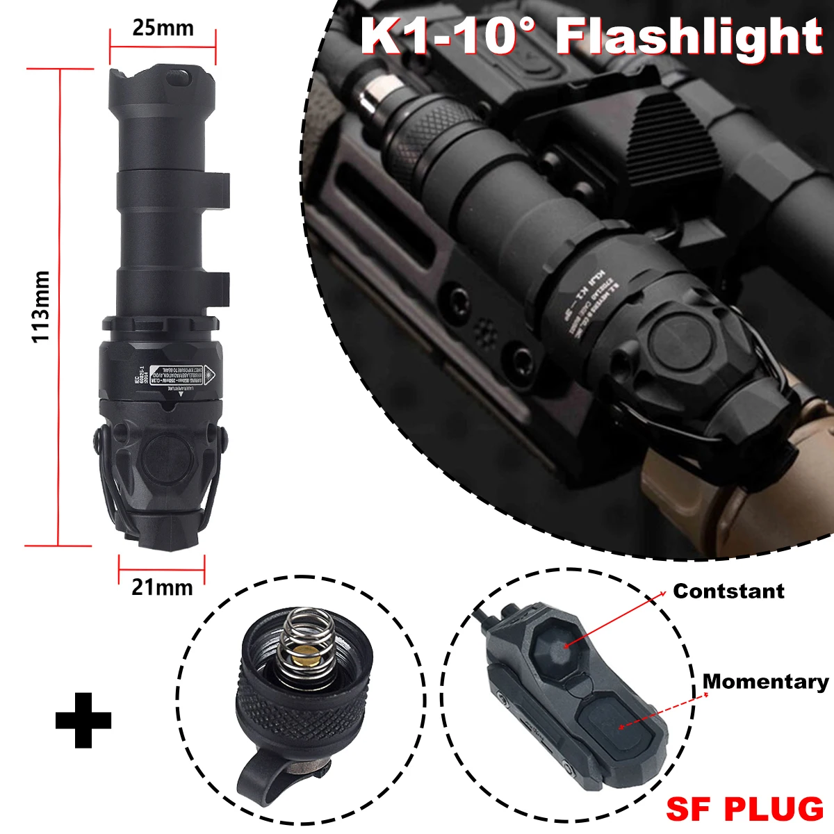 KIJI K1-10 Linterna táctica para riel Picatinny de 20 mm - imagen 3
