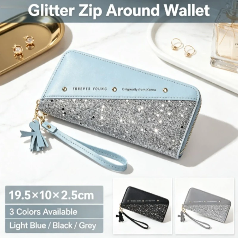 Cartera larga con cremallera para mujer – contraste y borlas - imagen 5