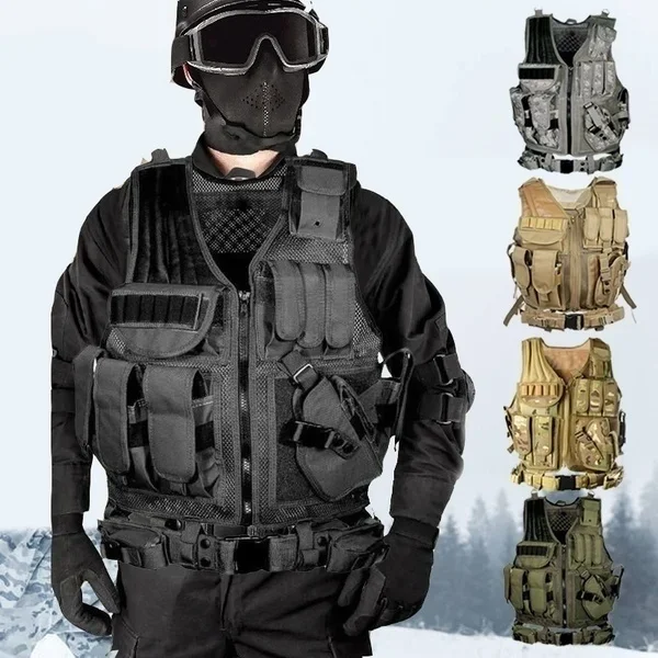 Chaleco táctico con camuflaje jungle y estética MOLLE
