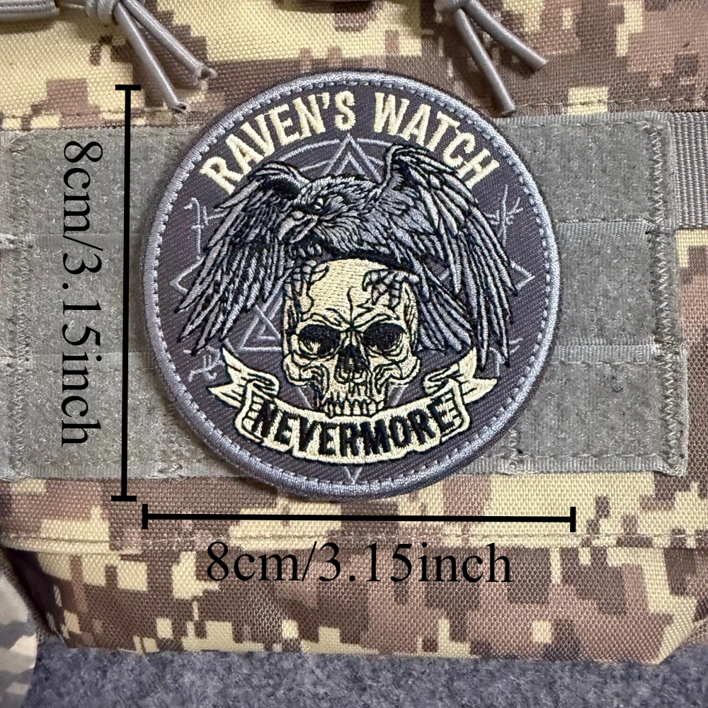 Parche táctico bordado calavera gótica cuervo Nevermore gancho y bucle - imagen 5