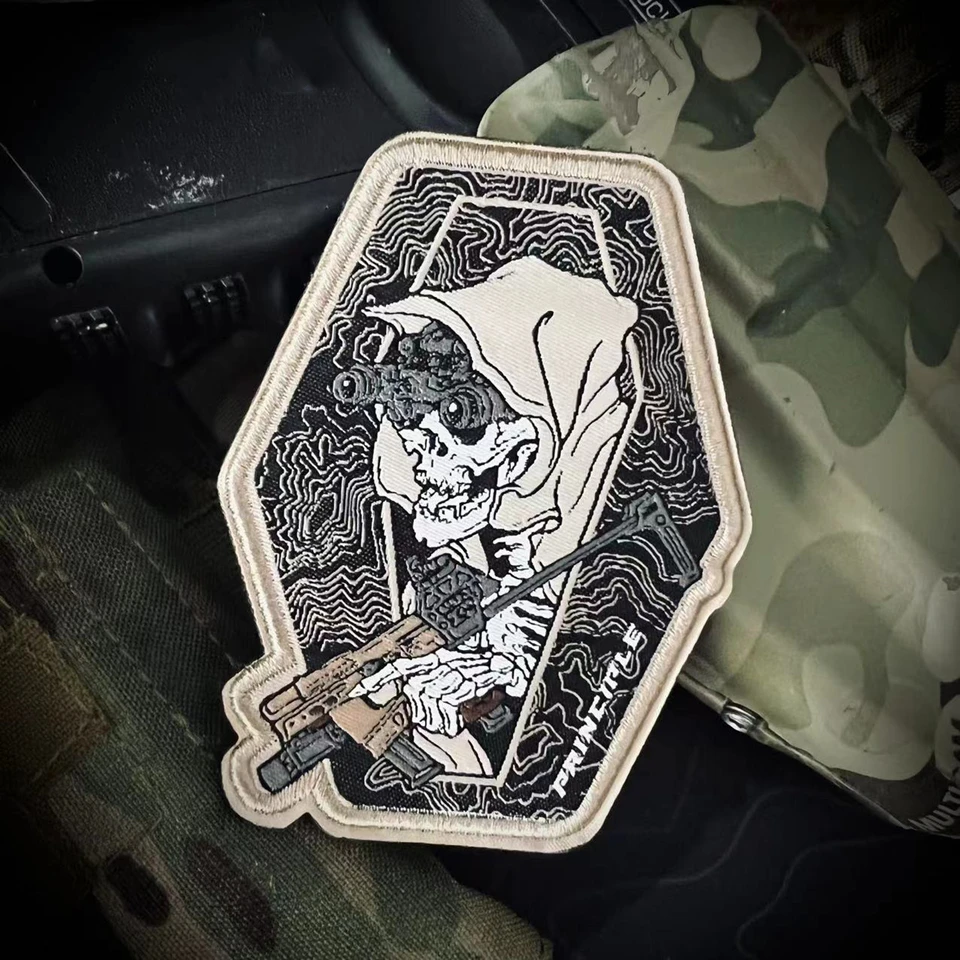 Parche bordado esqueleto Fantasma insignia táctica para mochila - imagen 2