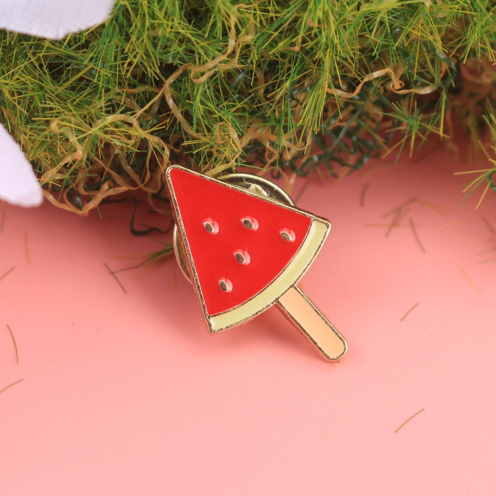 Broche rodaja de sandía jugosa roja y negra estilo kawaii verano - imagen 4