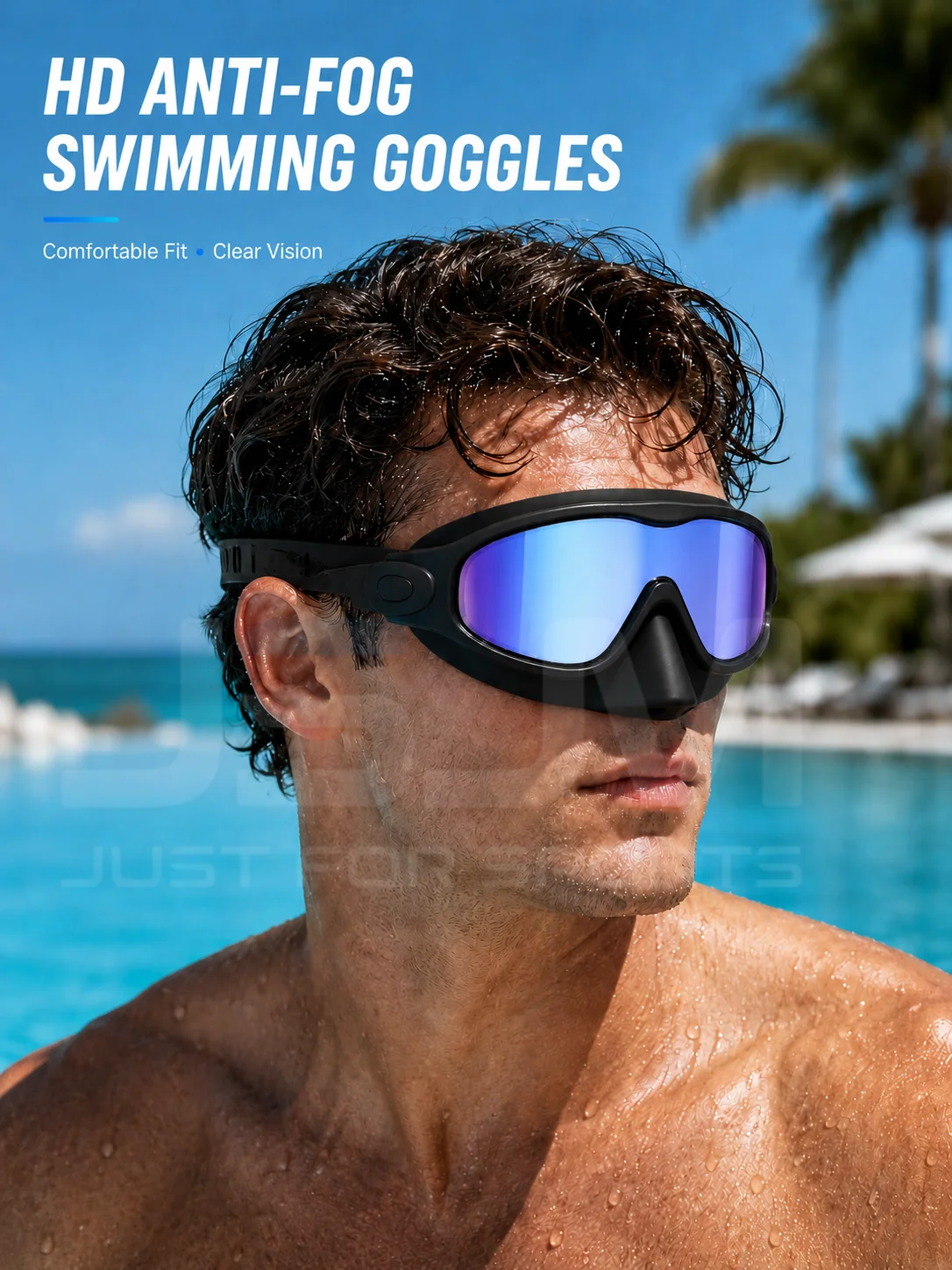JSJM Gafas de natación antivaho HD, impermeables, UV, correa ajustable - imagen 4
