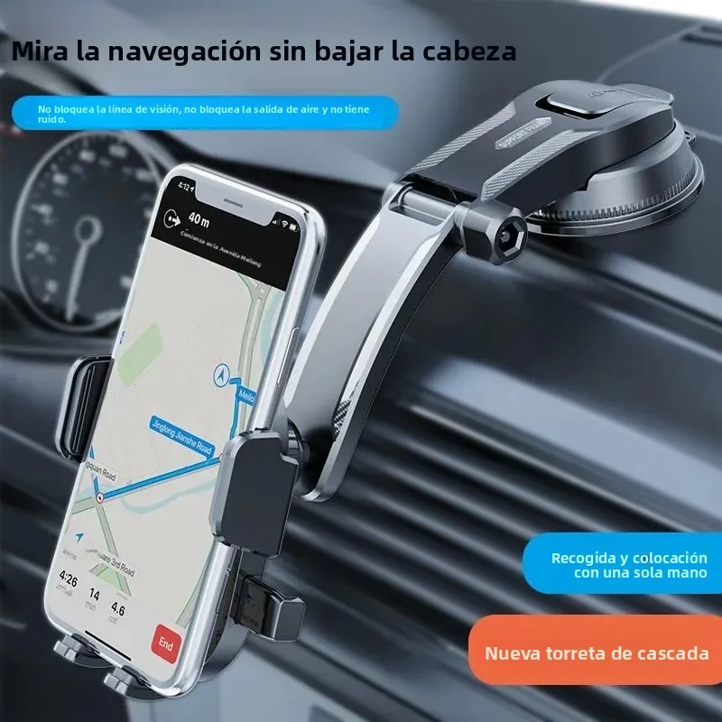 Soporte para móvil coche con ventosa bloqueo automático, giro y cascada - imagen 4
