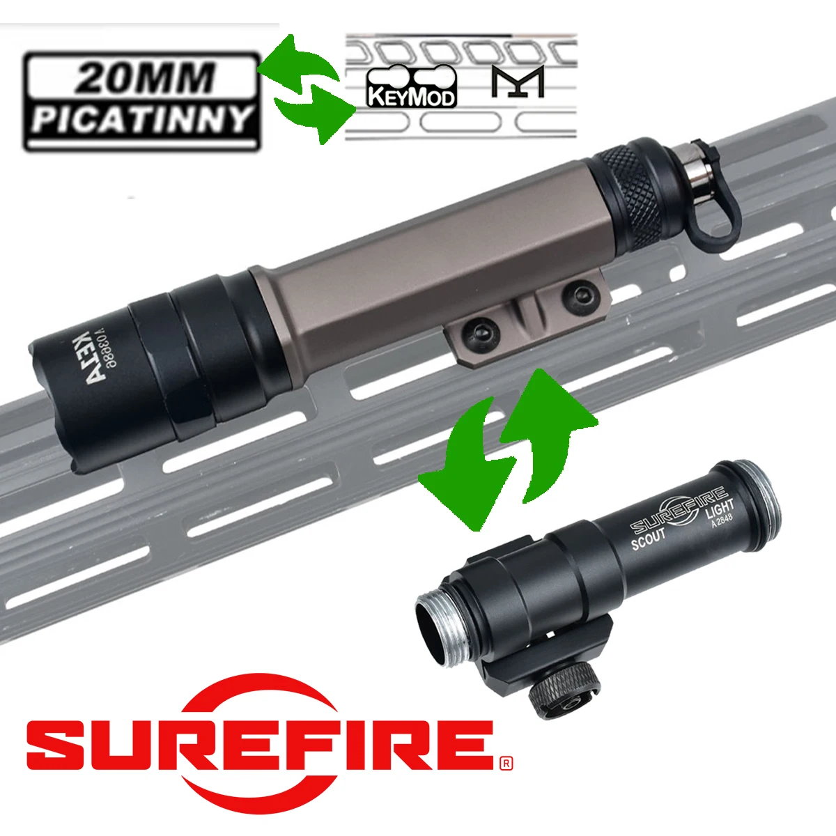 Linterna táctica SureFire M600C compatible con M-LOK y KeyMod - imagen 5
