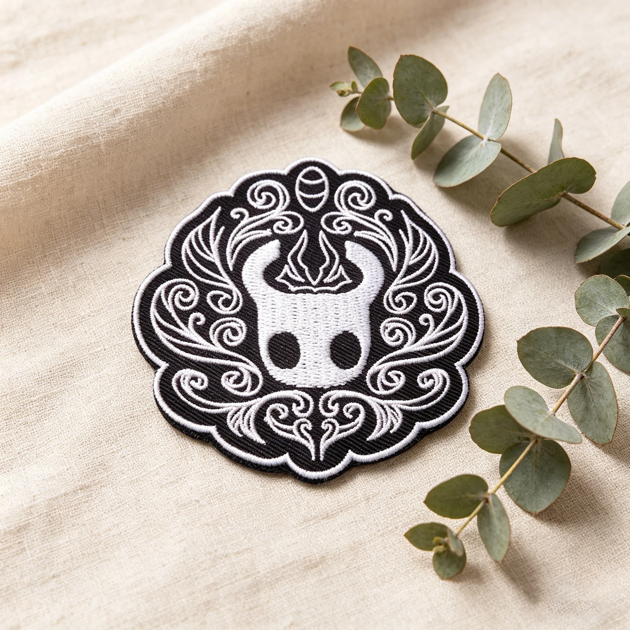 Parche bordado termoadhesivo Hollow Knight gótico para ropa y gorras